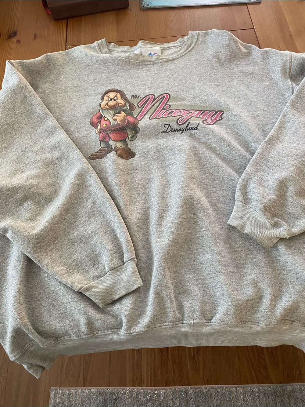 Disney Grey 'Mr. Niceguy' Crewneck Sweatshirt with Character Graphic